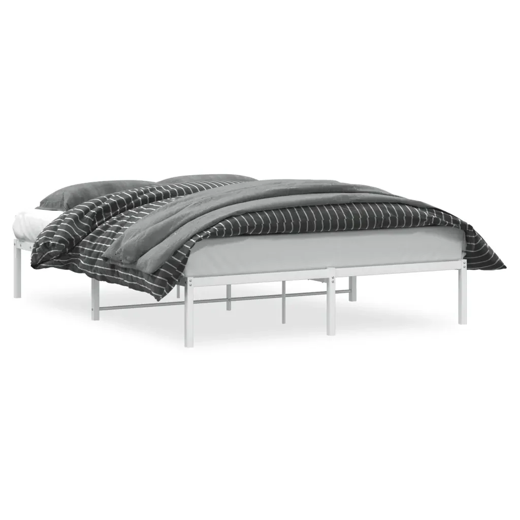 Letto matrimoniale | Letto per adulti | Giroletto in Metallo Bianco 150x200 cm