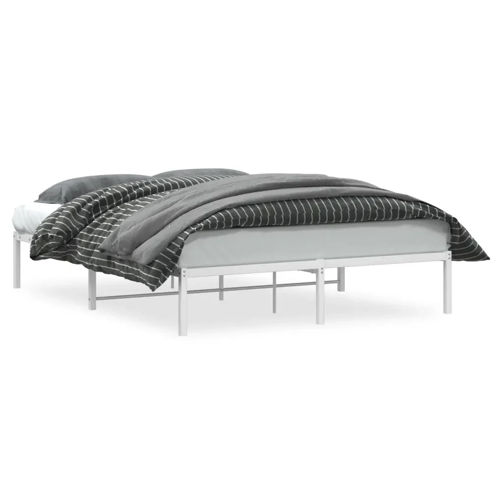 Letto matrimoniale | Letto per adulti | Giroletto in Metallo Bianco 160x200 cm