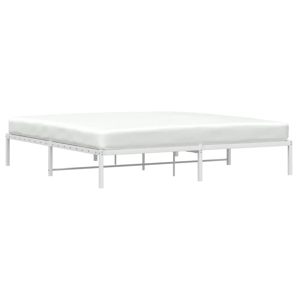 Letto matrimoniale | Letto per adulti | Giroletto in Metallo Bianco 200x200 cm - Image 3