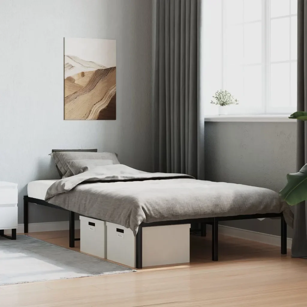 Letto matrimoniale | Letto per adulti | Giroletto in Metallo Nero 120x190 cm - Image 2