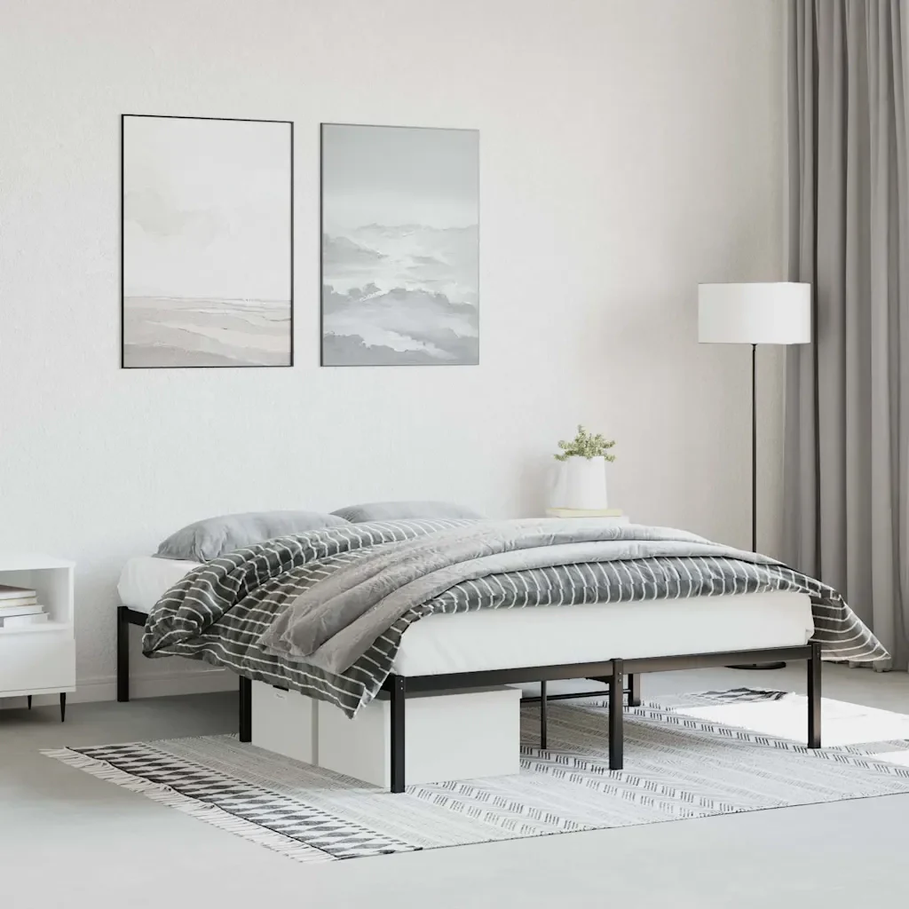 Letto matrimoniale | Letto per adulti | Giroletto in Metallo Nero 135x190 cm - Image 2