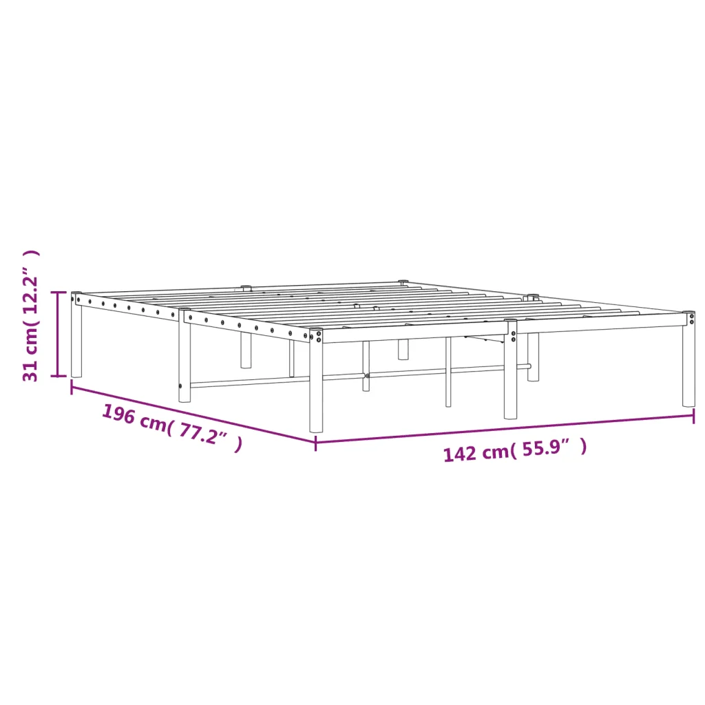 Letto matrimoniale | Letto per adulti | Giroletto in Metallo Nero 135x190 cm - Image 9