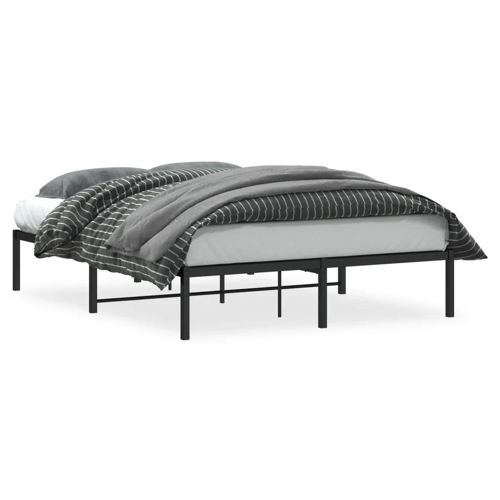 Letto matrimoniale | Letto per adulti | Giroletto in Metallo Nero 140x190 cm