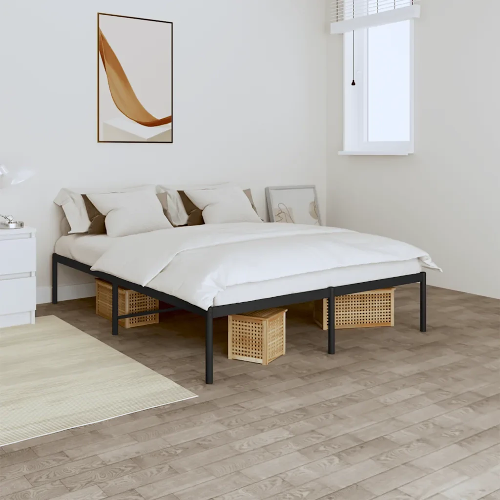 Letto matrimoniale | Letto per adulti | Giroletto in Metallo Nero 140x200 cm - Image 2