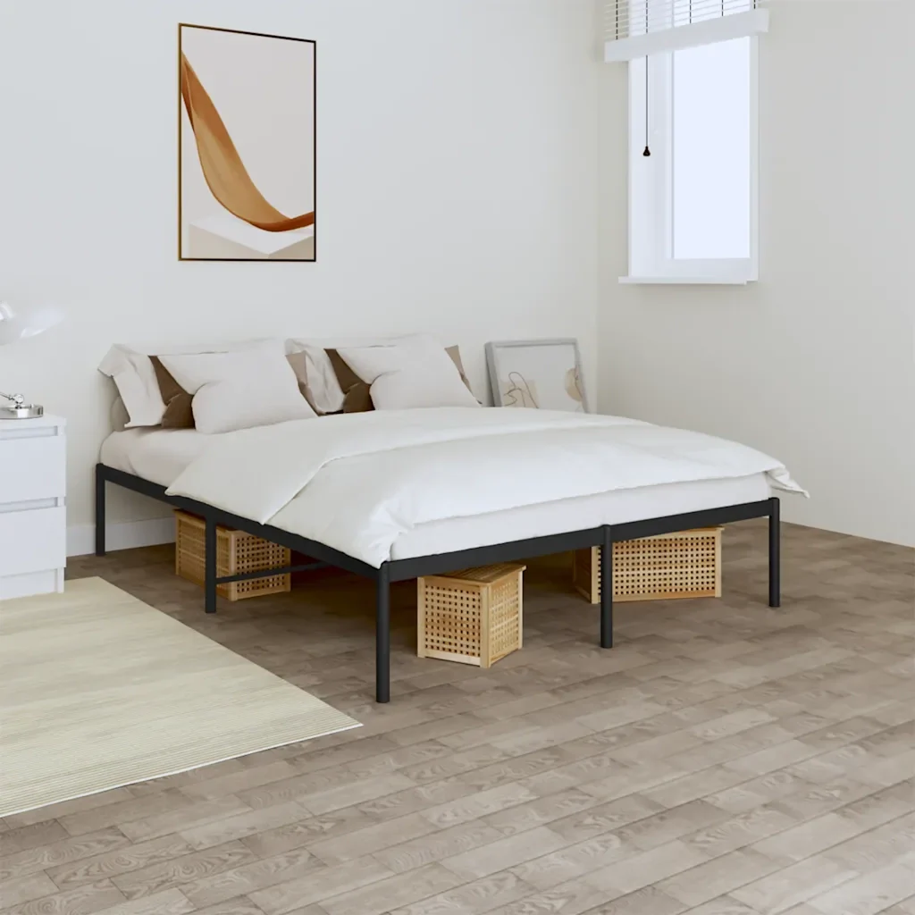 Letto matrimoniale | Letto per adulti | Giroletto in Metallo Nero 160x200 cm - Image 2