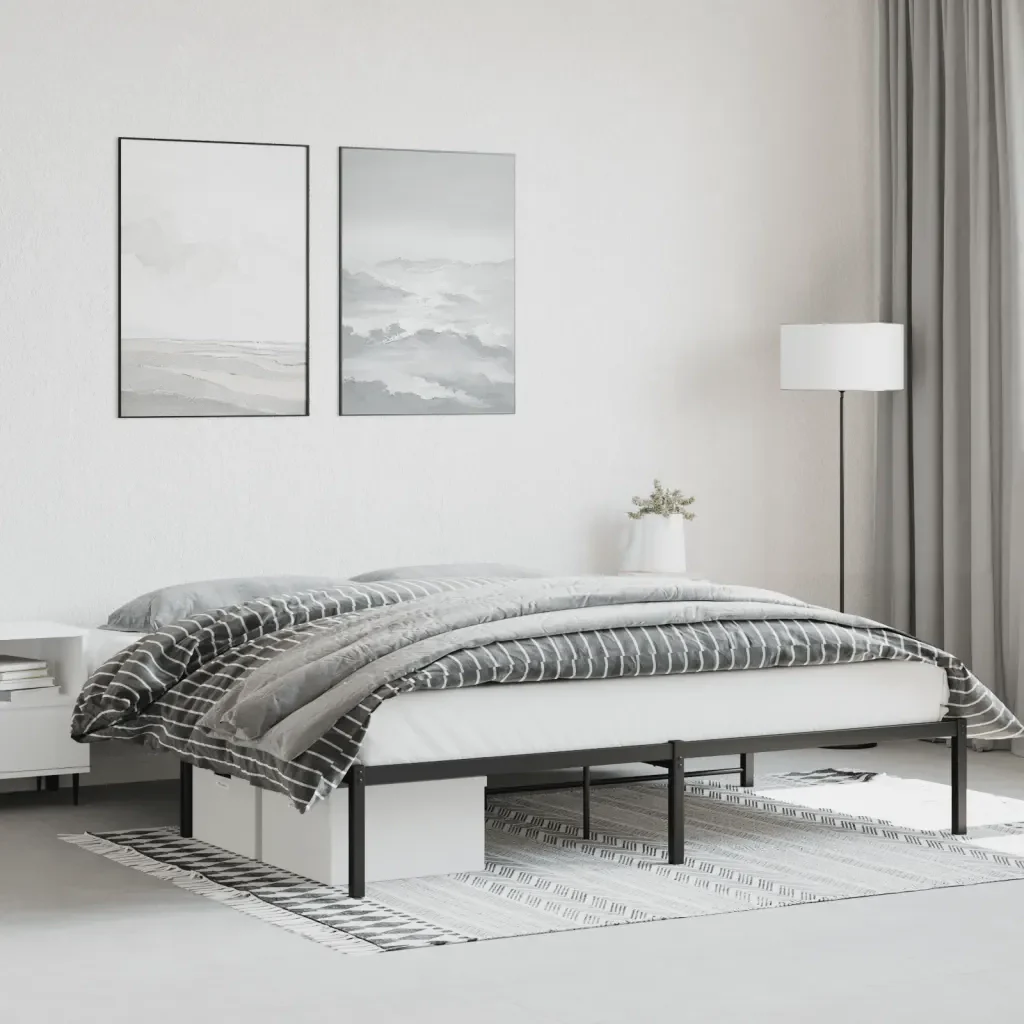 Letto matrimoniale | Letto per adulti | Giroletto in Metallo Nero 183x213 cm - Image 2