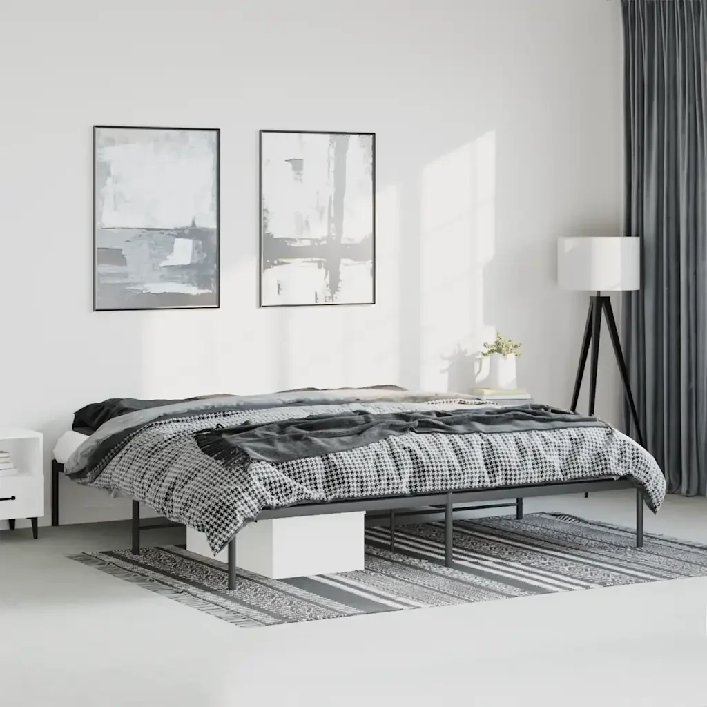 Letto matrimoniale | Letto per adulti | Giroletto in Metallo Nero 193x203 cm - Image 2