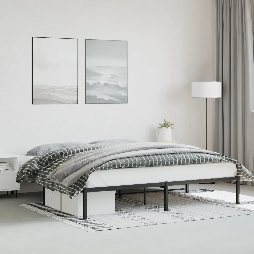 Letto matrimoniale | Letto per adulti | Giroletto in Metallo Nero 200x200 cm - Image 2