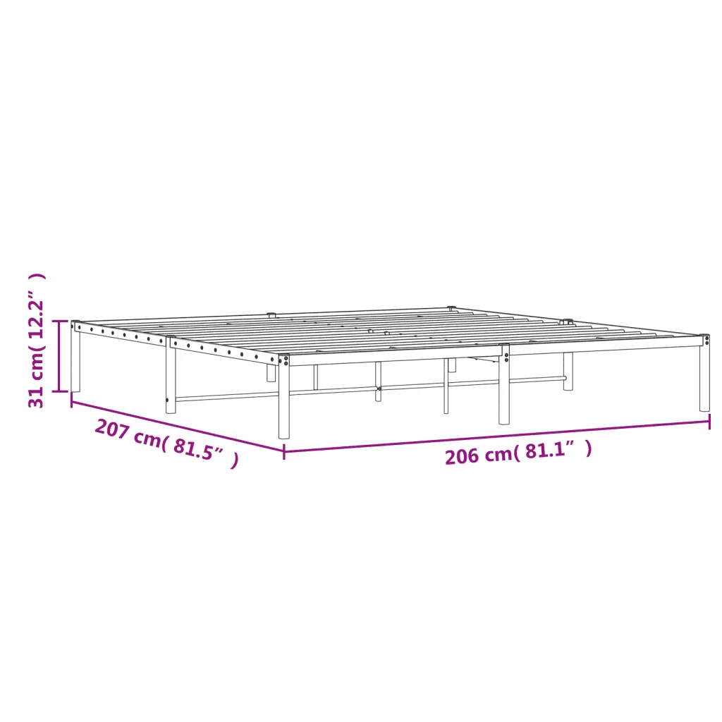 Letto matrimoniale | Letto per adulti | Giroletto in Metallo Nero 200x200 cm - Image 9