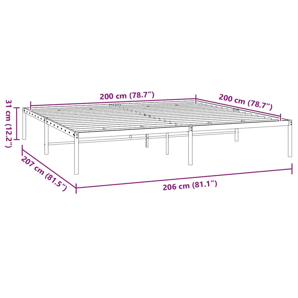 Letto matrimoniale | Letto per adulti | Giroletto in Metallo Nero 200x200 cm - Image 8