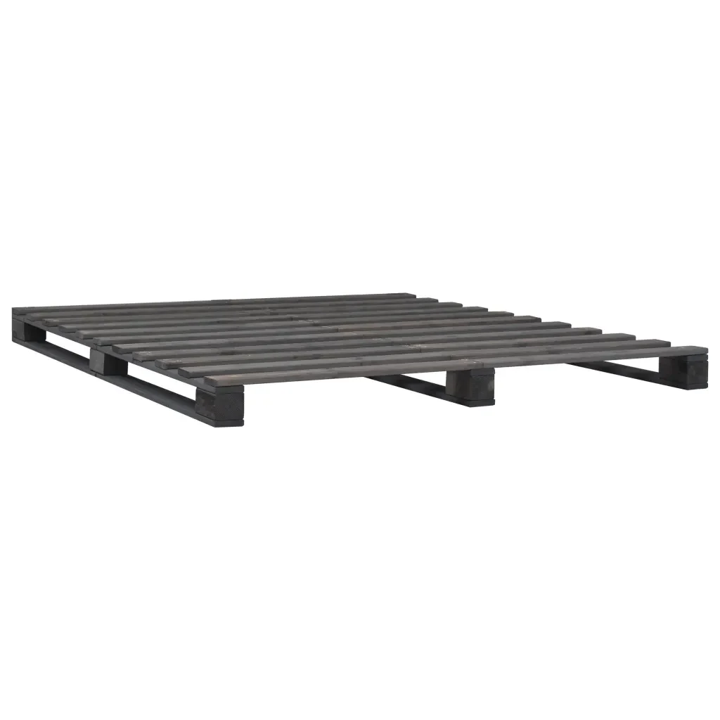 Letto matrimoniale | Letto per adulti | Giroletto in Pallet Grigio Legno Massello di Pino 120x200 cm - Image 2