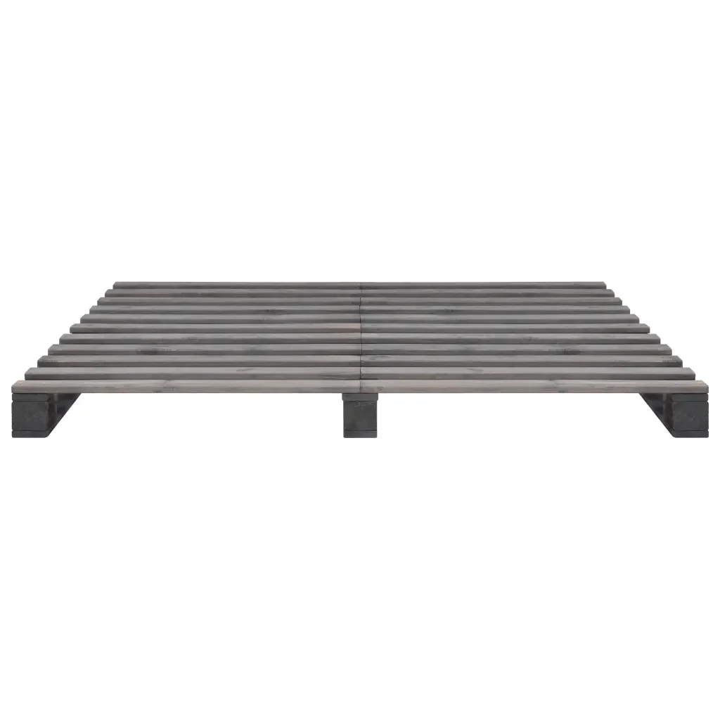 Letto matrimoniale | Letto per adulti | Giroletto in Pallet Grigio Legno Massello di Pino 180x200 cm - Image 3