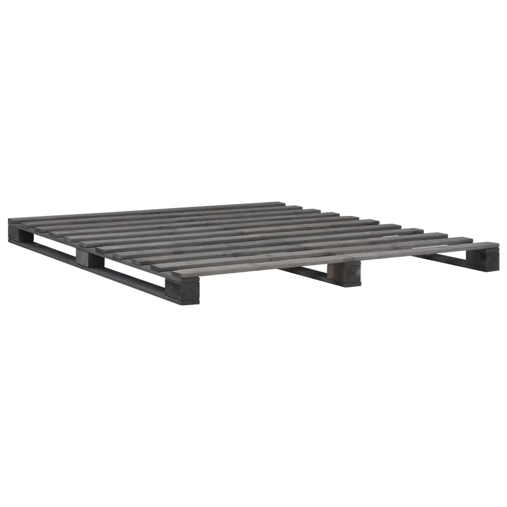 Letto matrimoniale | Letto per adulti | Giroletto in Pallet Grigio Legno Massello di Pino 200x200 cm