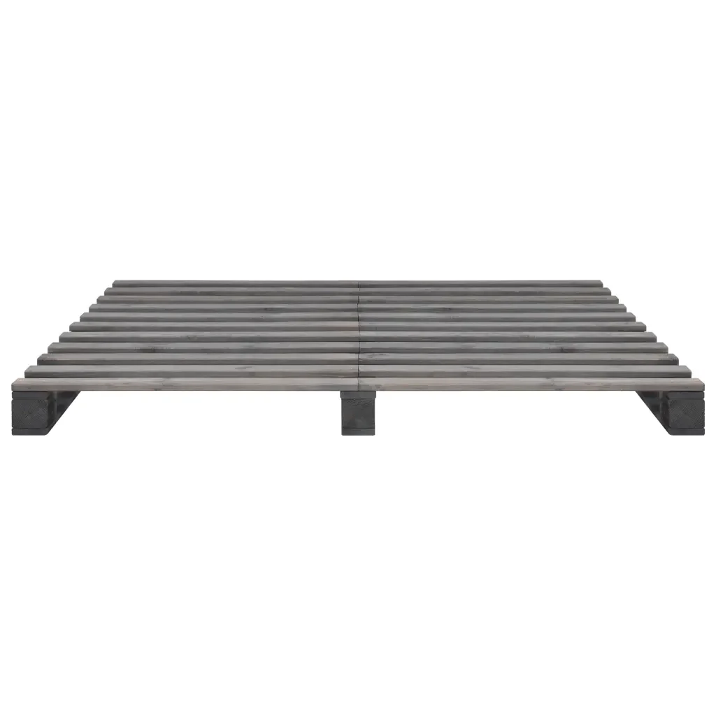 Letto matrimoniale | Letto per adulti | Giroletto in Pallet Grigio Legno Massello di Pino 200x200 cm - Image 4
