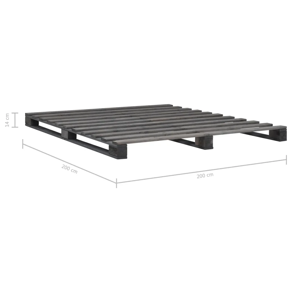 Letto matrimoniale | Letto per adulti | Giroletto in Pallet Grigio Legno Massello di Pino 200x200 cm - Image 7