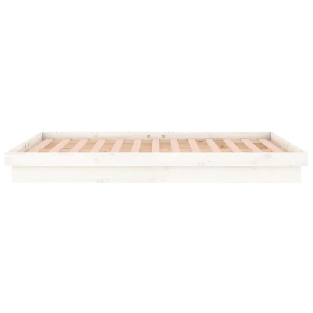 Letto matrimoniale | Letto per adulti | Giroletto LED Bianco 120x190 cm Small Double Legno Massello - Image 8