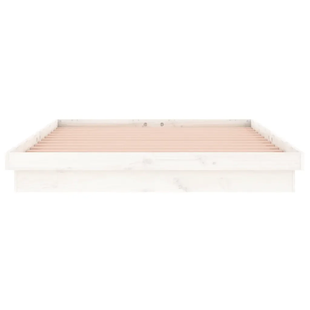 Letto matrimoniale | Letto per adulti | Giroletto LED Bianco 135x190 cm Double in Legno Massello - Image 7