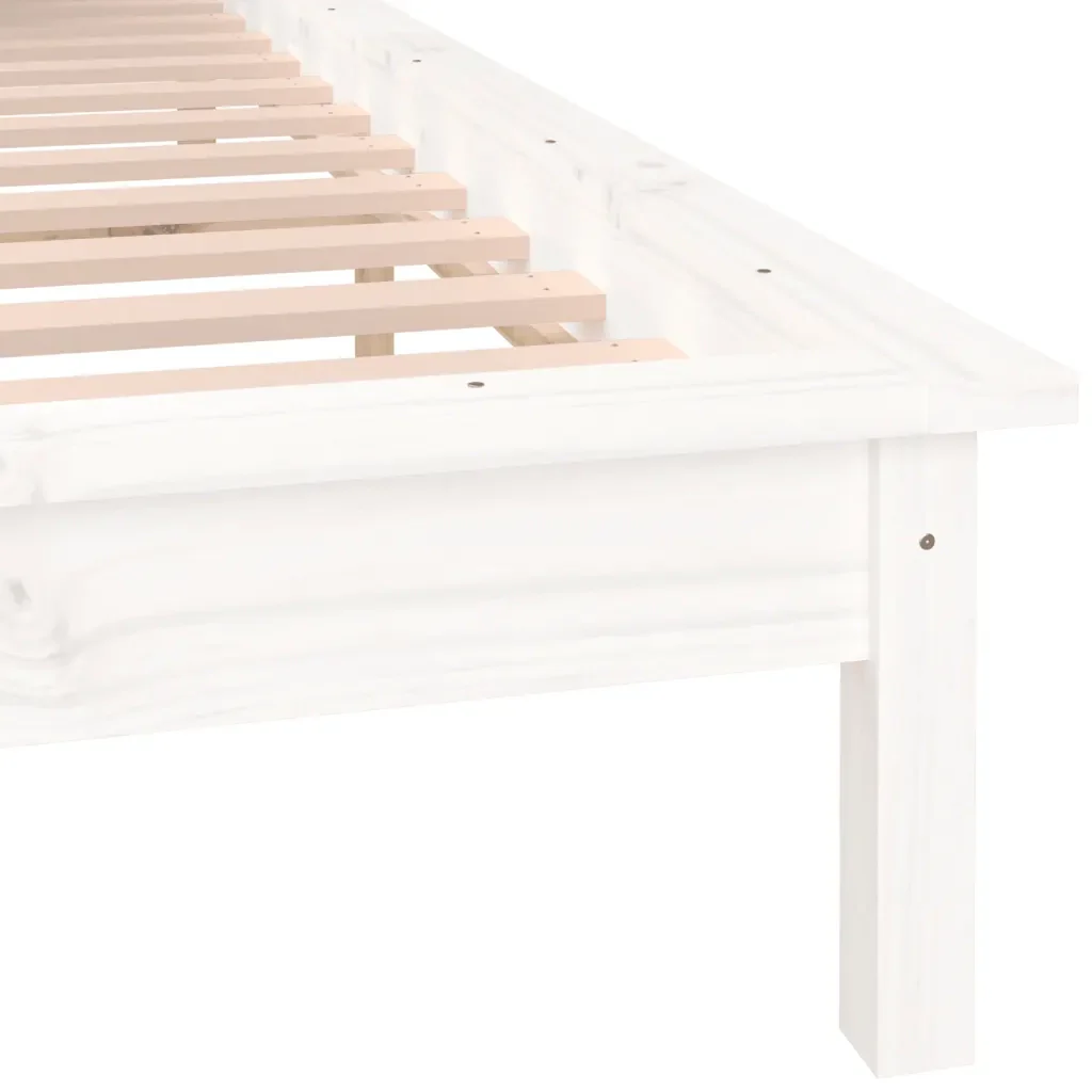 Letto matrimoniale | Letto per adulti | Giroletto LED Bianco 140x190 cm in Legno Massello - Image 9