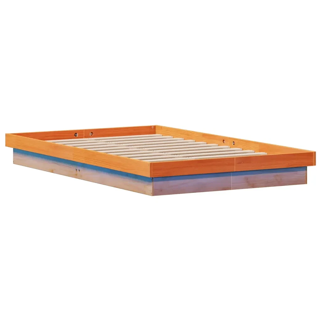 Letto matrimoniale | Letto per adulti | Giroletto LED Marrone Cera 120x190 cm in Legno Massello di Pino - Image 6