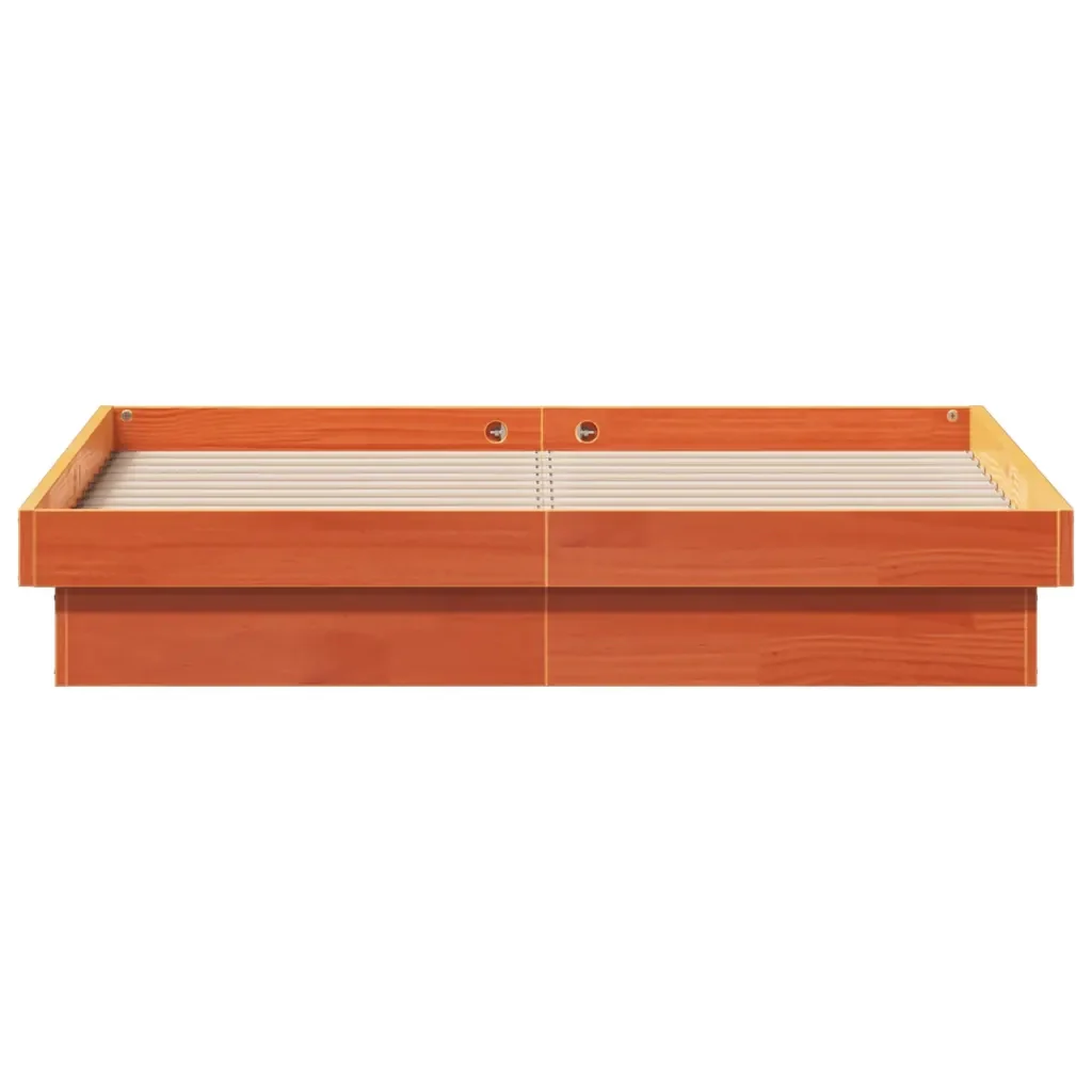 Letto matrimoniale | Letto per adulti | Giroletto LED Marrone Cera 120x190 cm in Legno Massello di Pino - Image 7