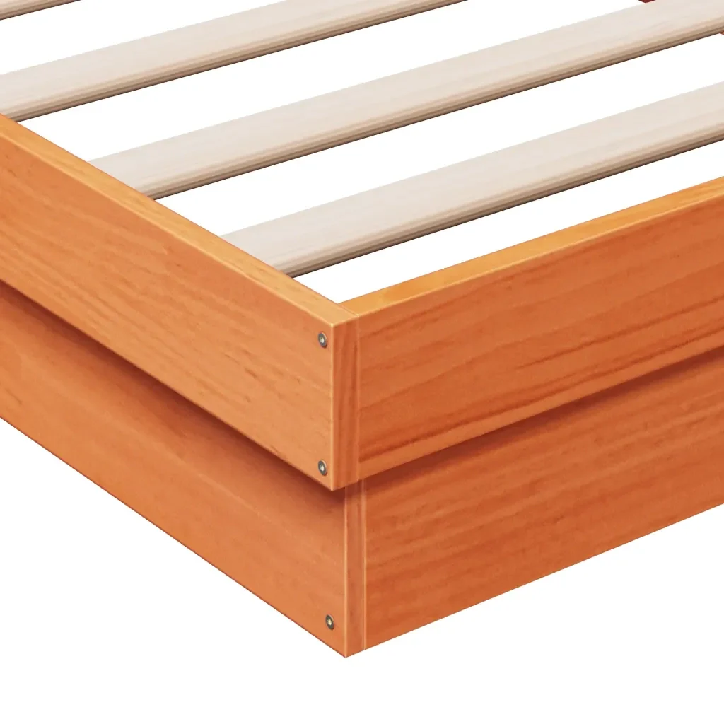 Letto matrimoniale | Letto per adulti | Giroletto LED Marrone Cera 120x200 cm in Legno Massello di Pino - Image 10