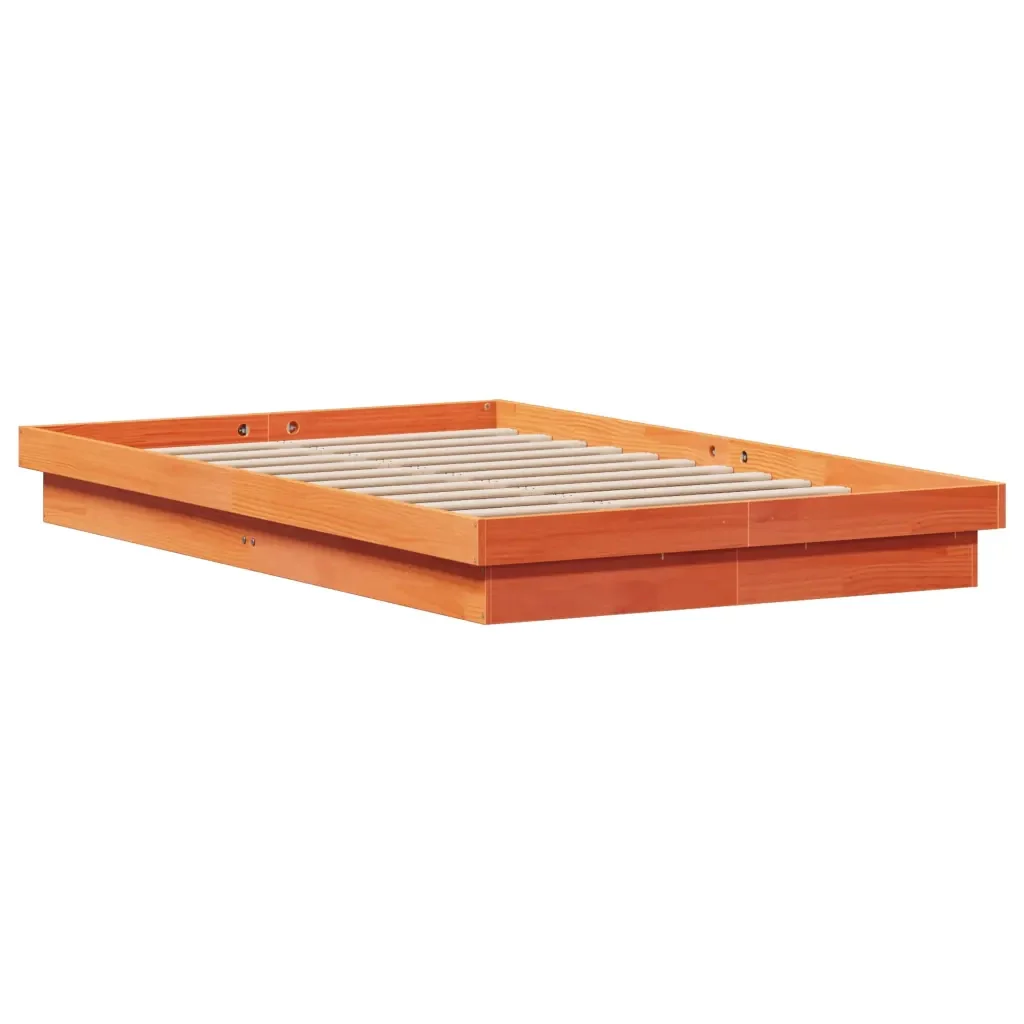 Letto matrimoniale | Letto per adulti | Giroletto LED Marrone Cera 140x200 cm in Legno Massello di Pino - Image 5