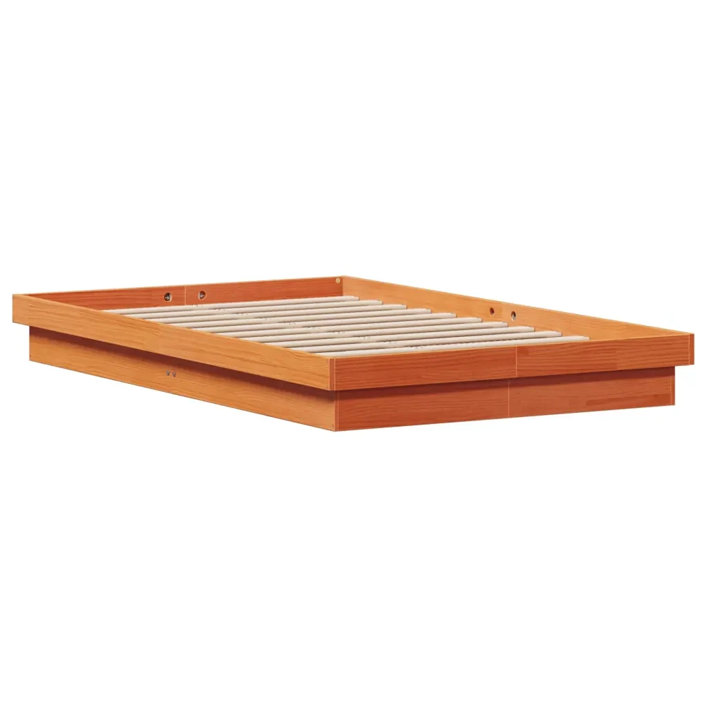 Letto matrimoniale | Letto per adulti | Giroletto LED Marrone Cera 140x200 cm in Legno Massello di Pino - Image 9