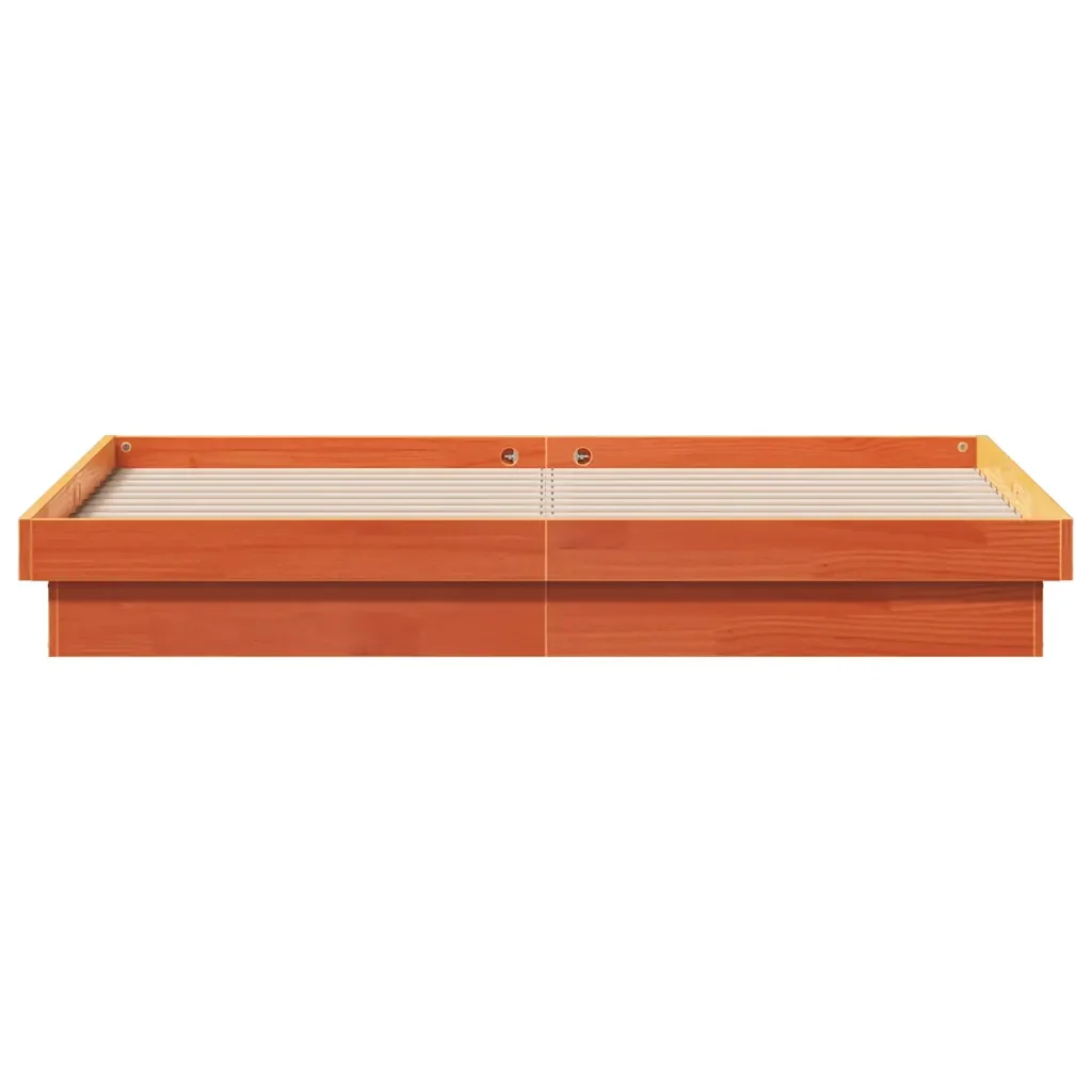 Letto matrimoniale | Letto per adulti | Giroletto LED Marrone Cera 150x200 cm in Legno Massello di Pino - Image 7