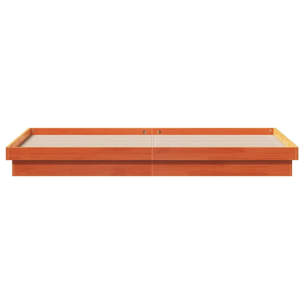 Letto matrimoniale | Letto per adulti | Giroletto LED Marrone Cera 200x200 cm in Legno Massello di Pino - Image 7