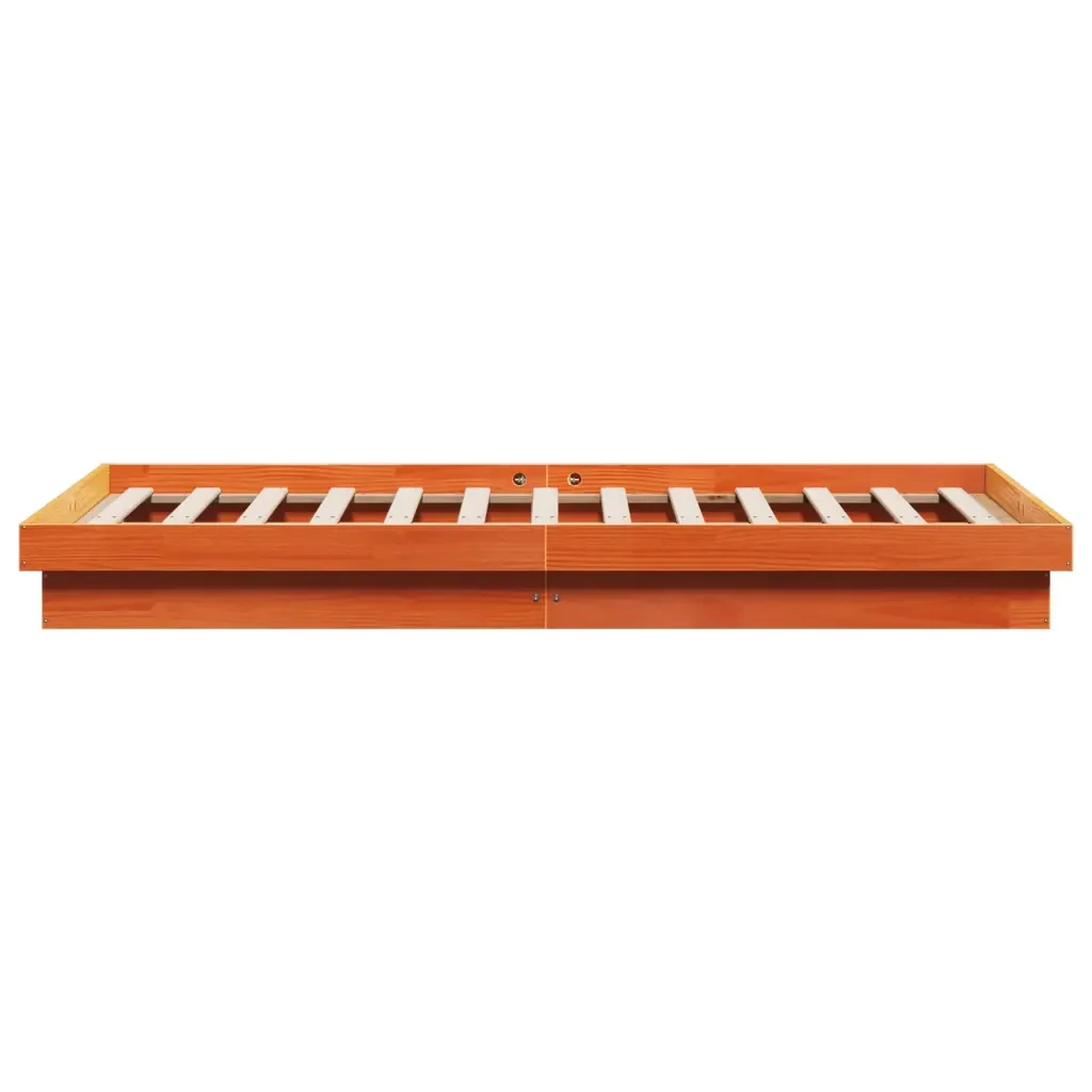 Letto matrimoniale | Letto per adulti | Giroletto LED Marrone Cera 200x200 cm in Legno Massello di Pino - Image 8