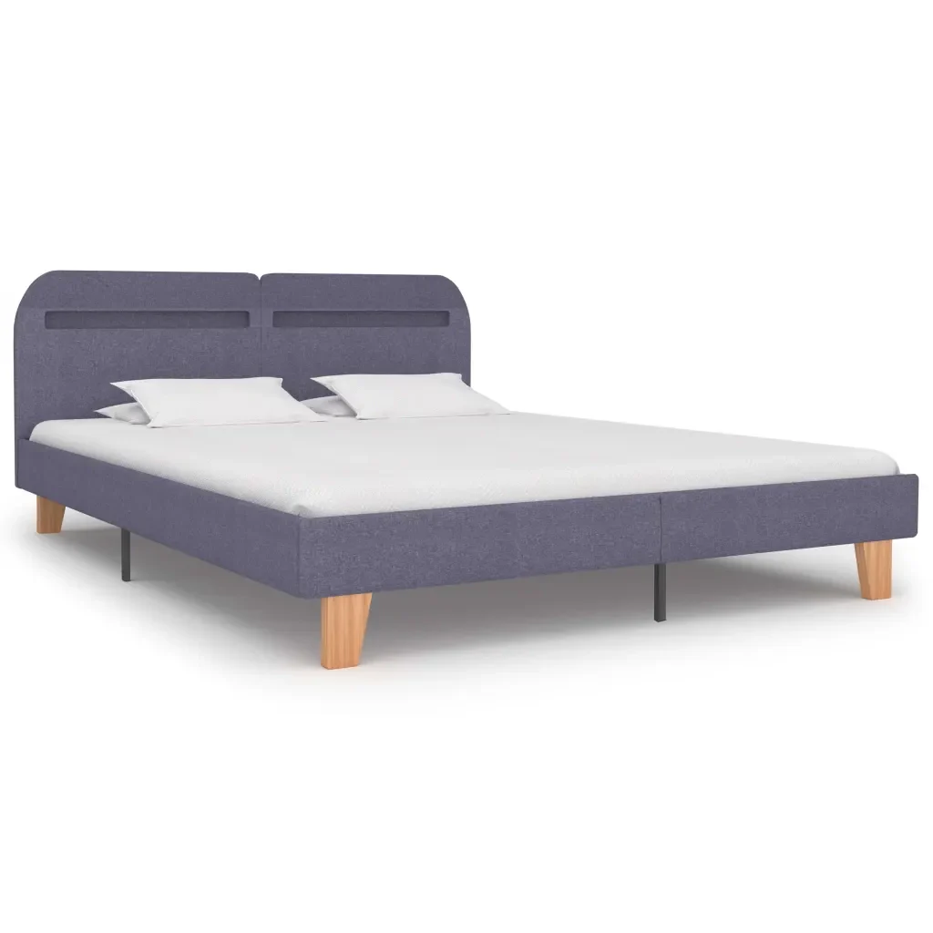 Letto matrimoniale | Letto per adulti | Giroletto LED senza Materasso Grigio Chiaro 160x200 cm Tessuto - Image 3