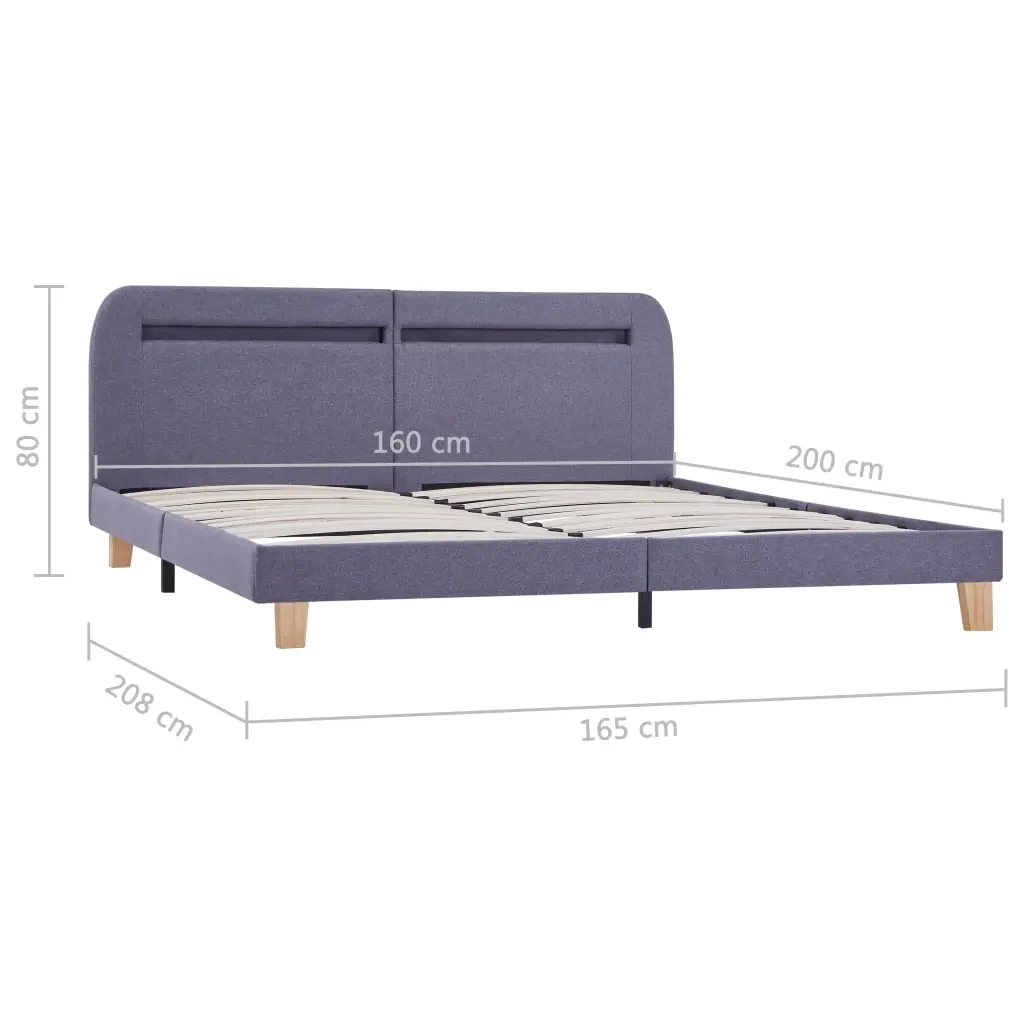 Letto matrimoniale | Letto per adulti | Giroletto LED senza Materasso Grigio Chiaro 160x200 cm Tessuto - Image 9