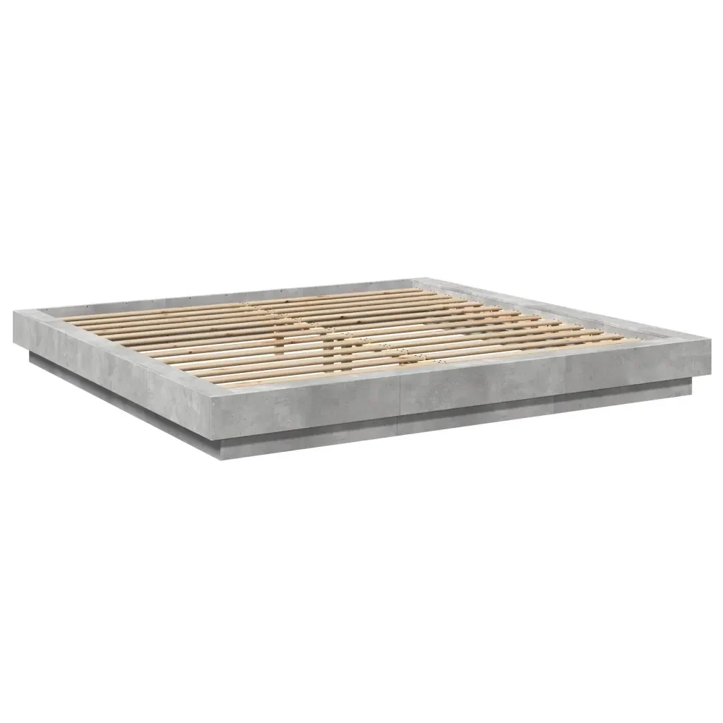 Letto matrimoniale | Letto per adulti | Giroletto Luci LED Grigio Cemento 180x200 cm Legno Multistrato - Image 3