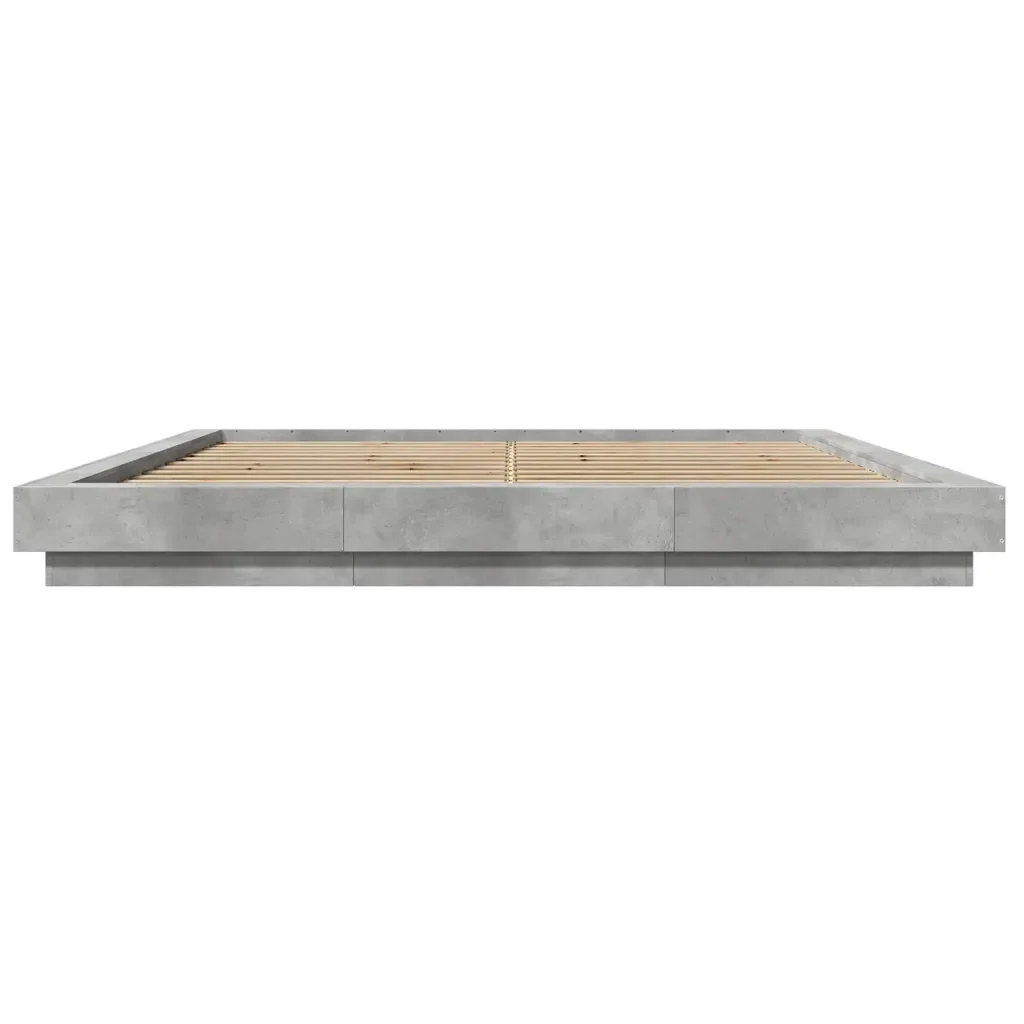 Letto matrimoniale | Letto per adulti | Giroletto Luci LED Grigio Cemento 180x200 cm Legno Multistrato - Image 5