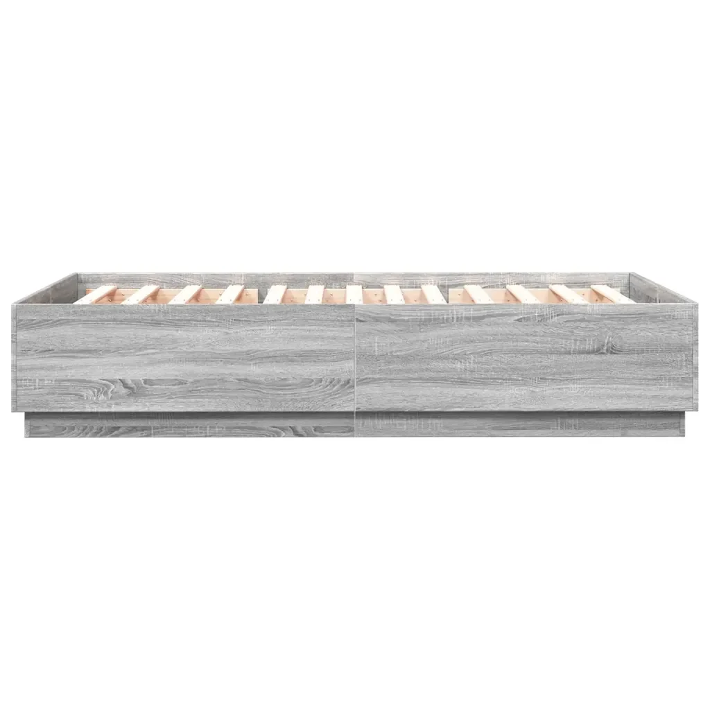 Letto matrimoniale | Letto per adulti | Giroletto Luci LED Grigio Sonoma 160x200 cm Legno Multistrato - Image 8