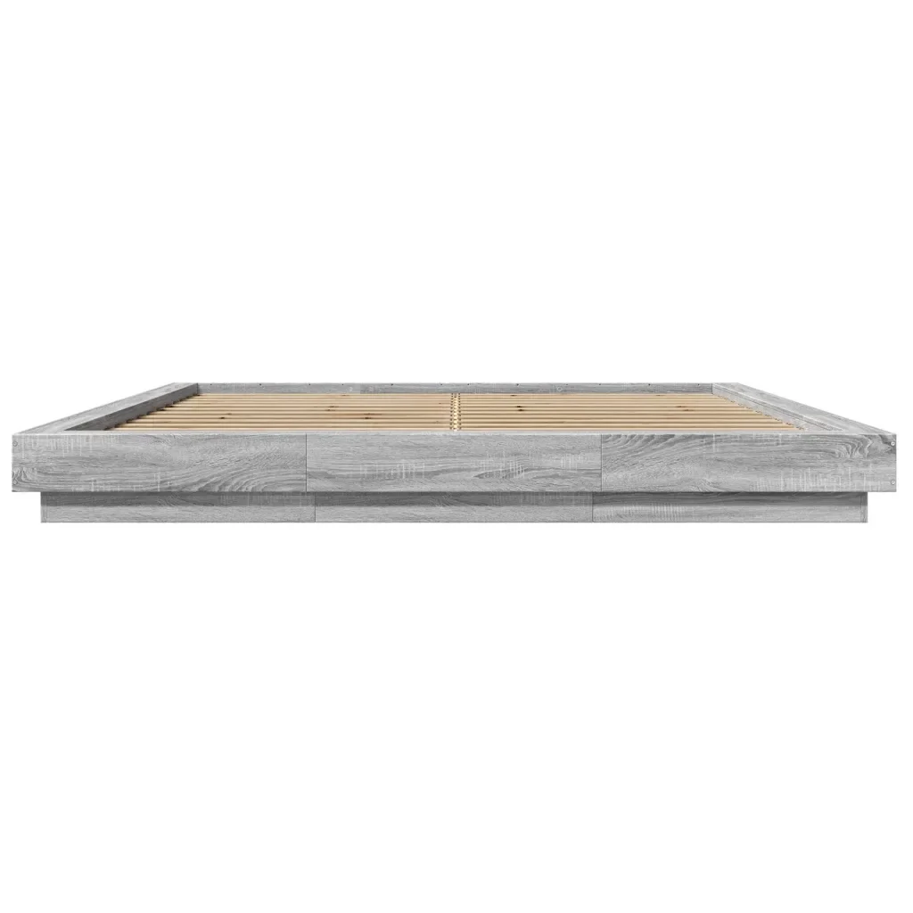 Letto matrimoniale | Letto per adulti | Giroletto Luci LED Grigio Sonoma 180x200 cm Legno Multistrato - Image 5