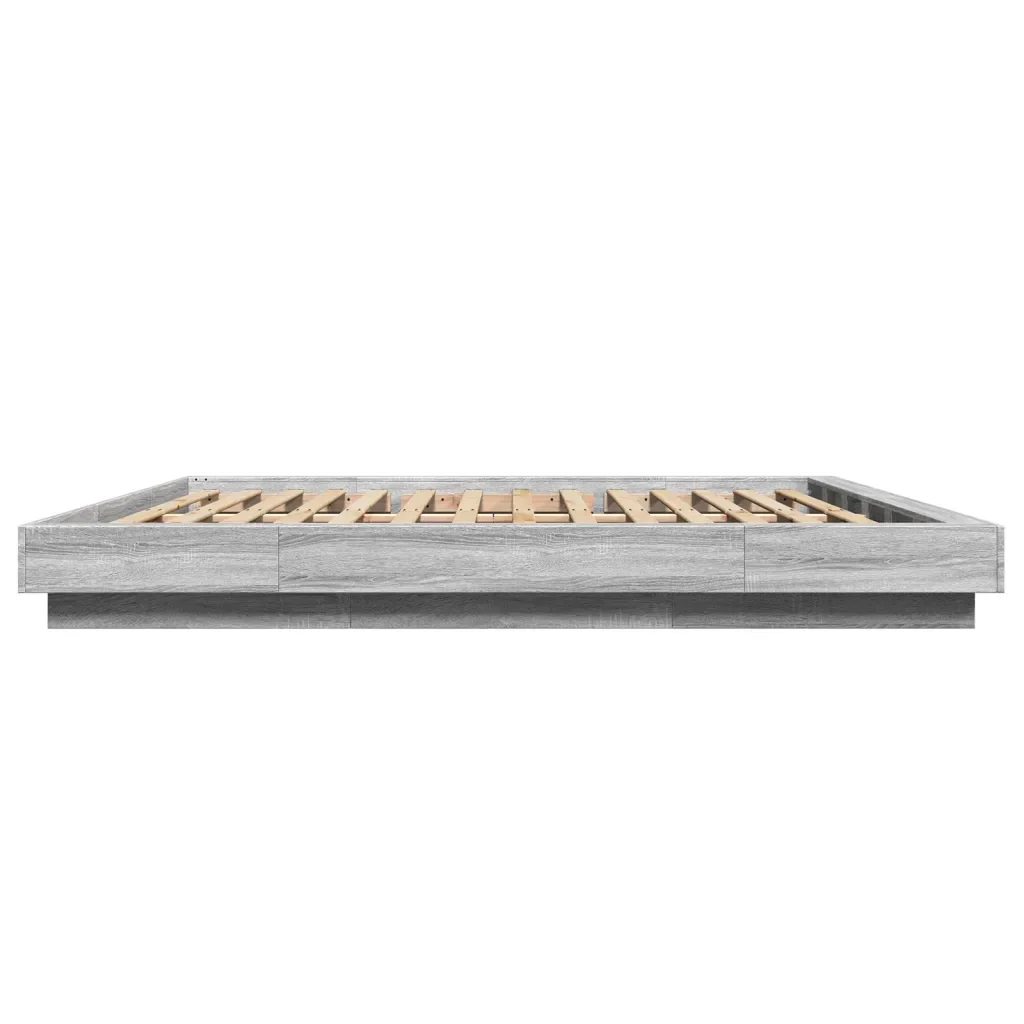 Letto matrimoniale | Letto per adulti | Giroletto Luci LED Grigio Sonoma 200x200 cm Legno Multistrato - Image 6