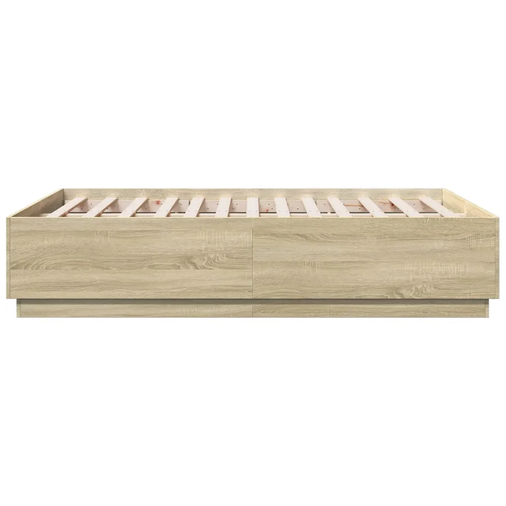 Letto matrimoniale | Letto per adulti | Giroletto Luci LED Rovere Sonoma 120x190 cm Legno Multistrato - Image 7
