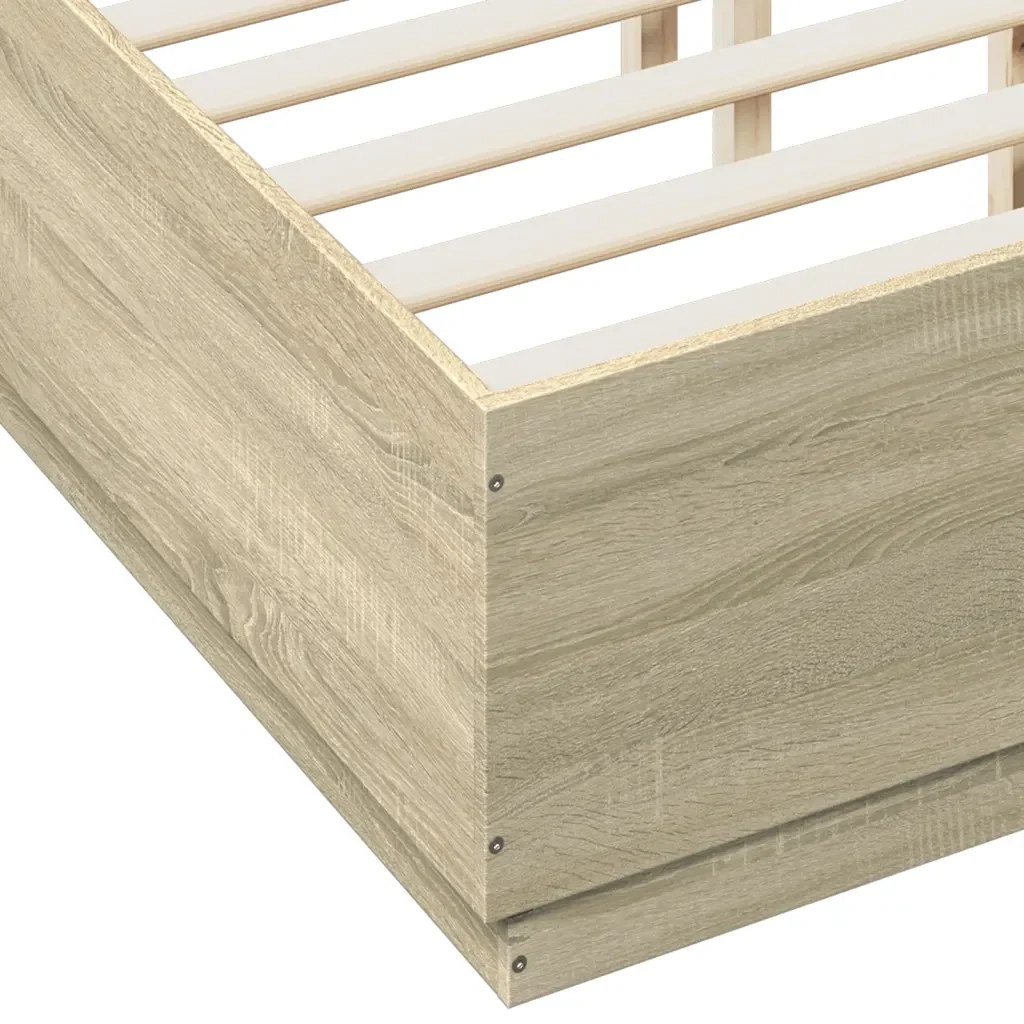 Letto matrimoniale | Letto per adulti | Giroletto Luci LED Rovere Sonoma 120x190 cm Legno Multistrato - Image 9