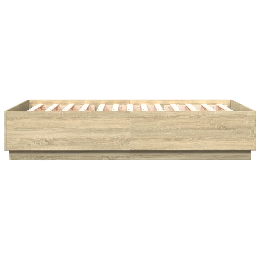 Letto matrimoniale | Letto per adulti | Giroletto Luci LED Rovere Sonoma 120x200 cm Legno Multistrato - Image 7