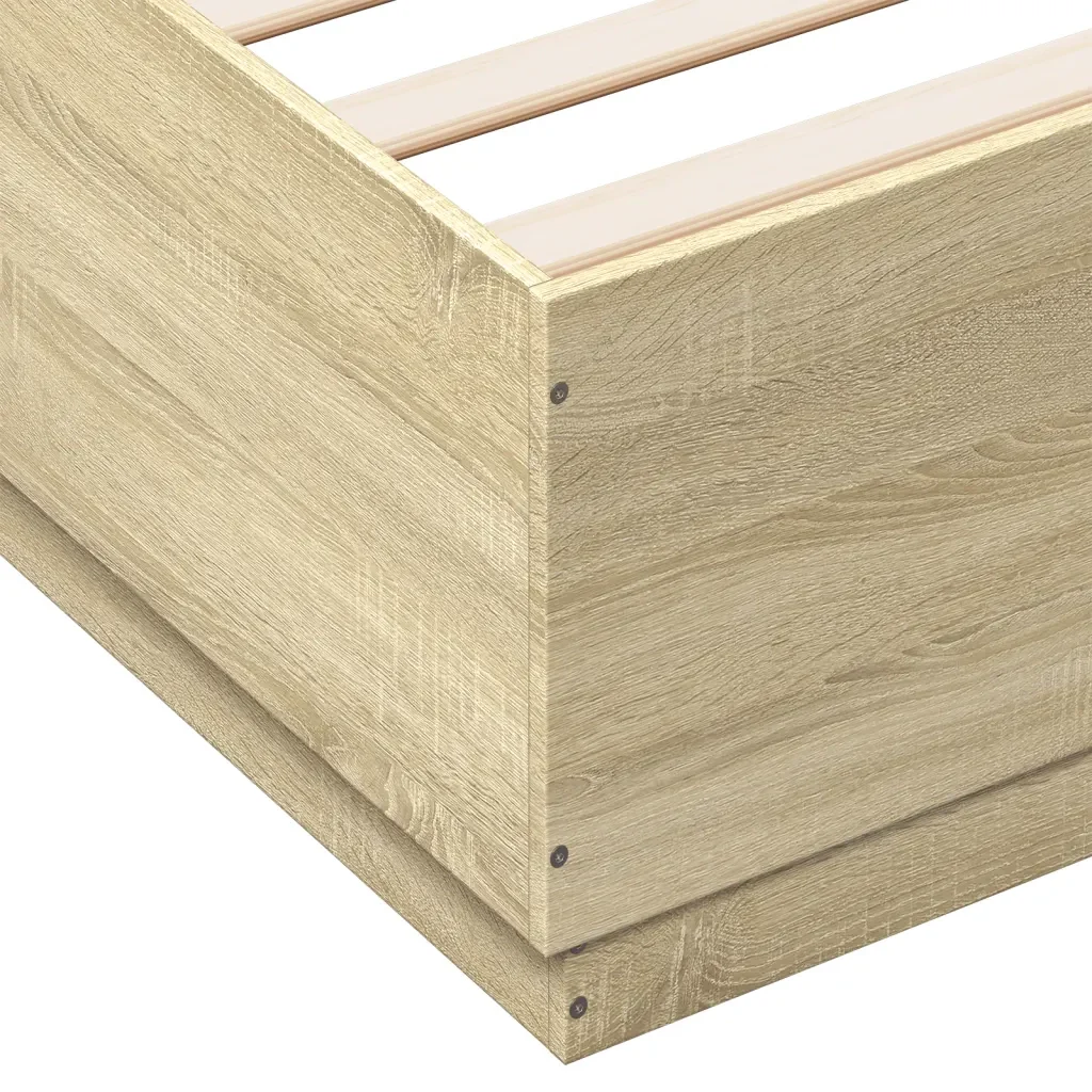 Letto matrimoniale | Letto per adulti | Giroletto Luci LED Rovere Sonoma 120x200 cm Legno Multistrato - Image 9