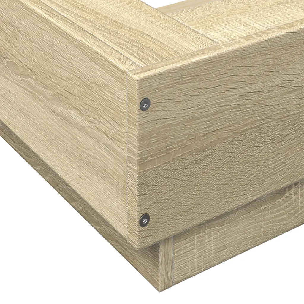 Letto matrimoniale | Letto per adulti | Giroletto Luci LED Rovere Sonoma 140x190 cm Legno Multistrato - Image 10