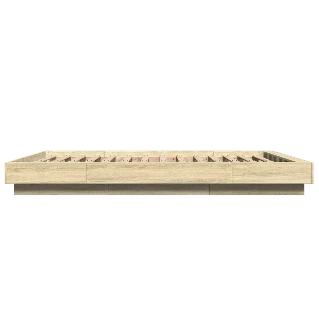 Letto matrimoniale | Letto per adulti | Giroletto Luci LED Rovere Sonoma 140x190 cm Legno Multistrato - Image 6