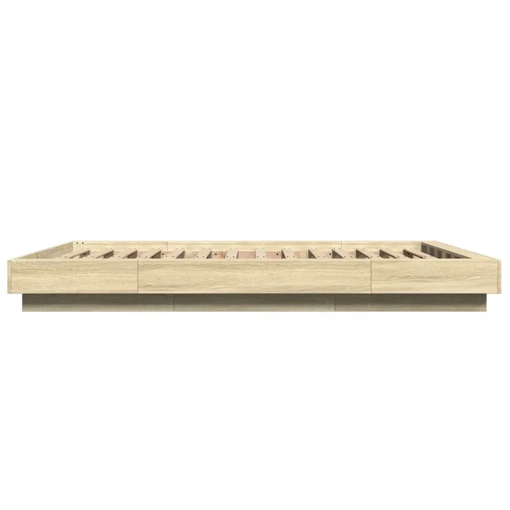 Letto matrimoniale | Letto per adulti | Giroletto Luci LED Rovere Sonoma 140x200 cm Legno Multistrato - Image 6