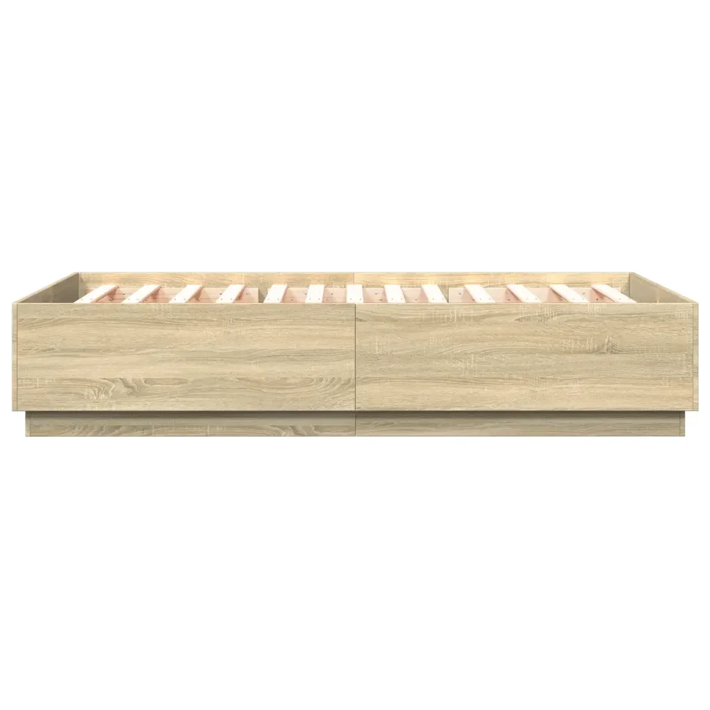 Letto matrimoniale | Letto per adulti | Giroletto Luci LED Rovere Sonoma 150x200 cm Legno Multistrato - Image 8