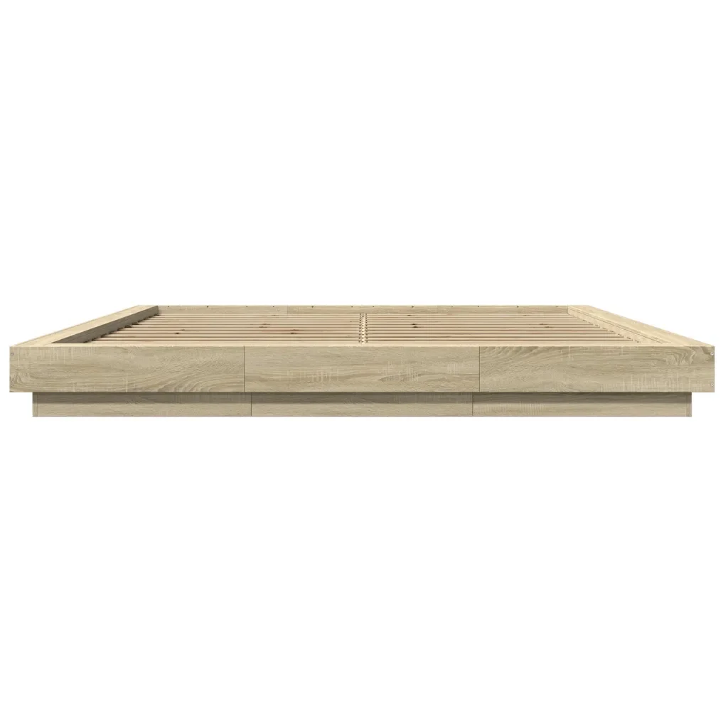 Letto matrimoniale | Letto per adulti | Giroletto Luci LED Rovere Sonoma 180x200 cm Legno Multistrato - Image 5