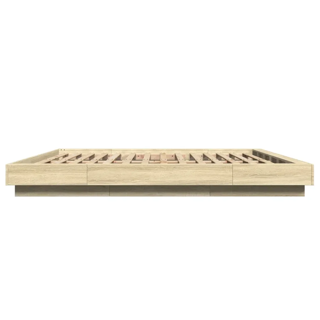 Letto matrimoniale | Letto per adulti | Giroletto Luci LED Rovere Sonoma 180x200 cm Legno Multistrato - Image 6