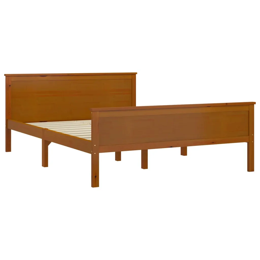 Letto matrimoniale | Letto per adulti | Giroletto Marrone Ambra in Legno Massello di Pino 120x200 cm - Image 3
