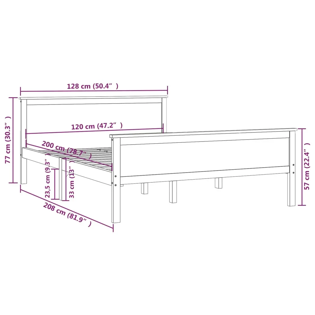 Letto matrimoniale | Letto per adulti | Giroletto Marrone Ambra in Legno Massello di Pino 120x200 cm - Image 7