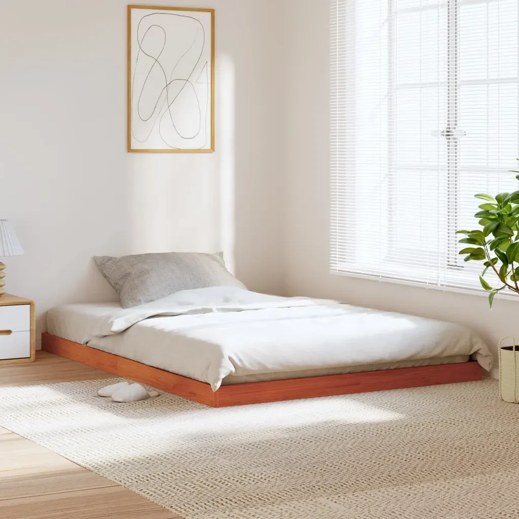 Letto matrimoniale | Letto per adulti | Giroletto Marrone Cera 135x190 cm in Legno Massello di Pino - Image 2